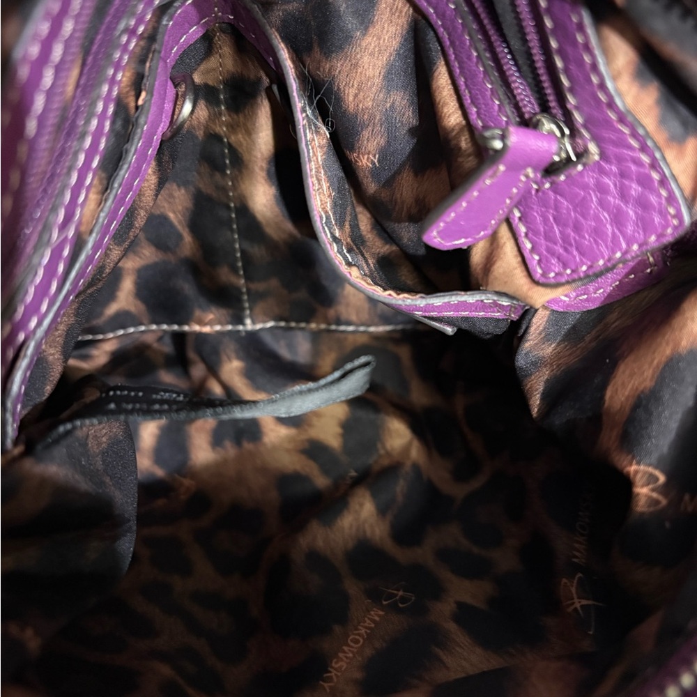 B Makowsky Crossbody Leather Handbag Purple - Picture 7 of 7